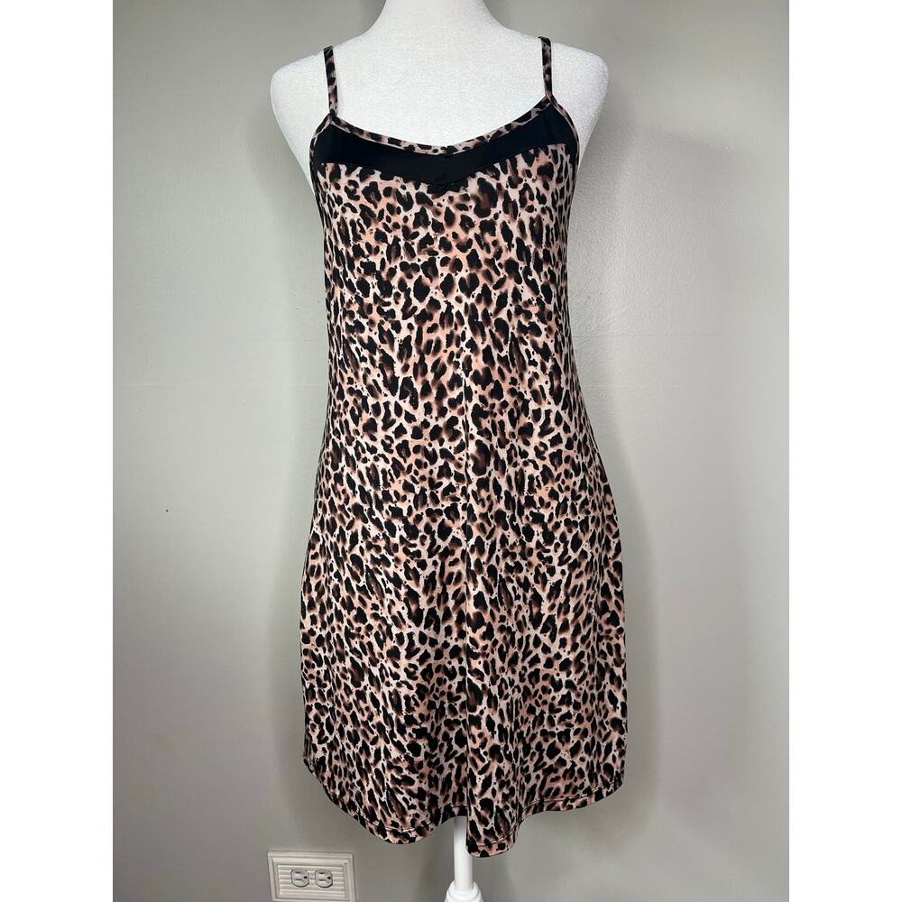 Women's Leopard Print Chemise Slip Dress Nightgown Babydoll Nightie Coquette Mob